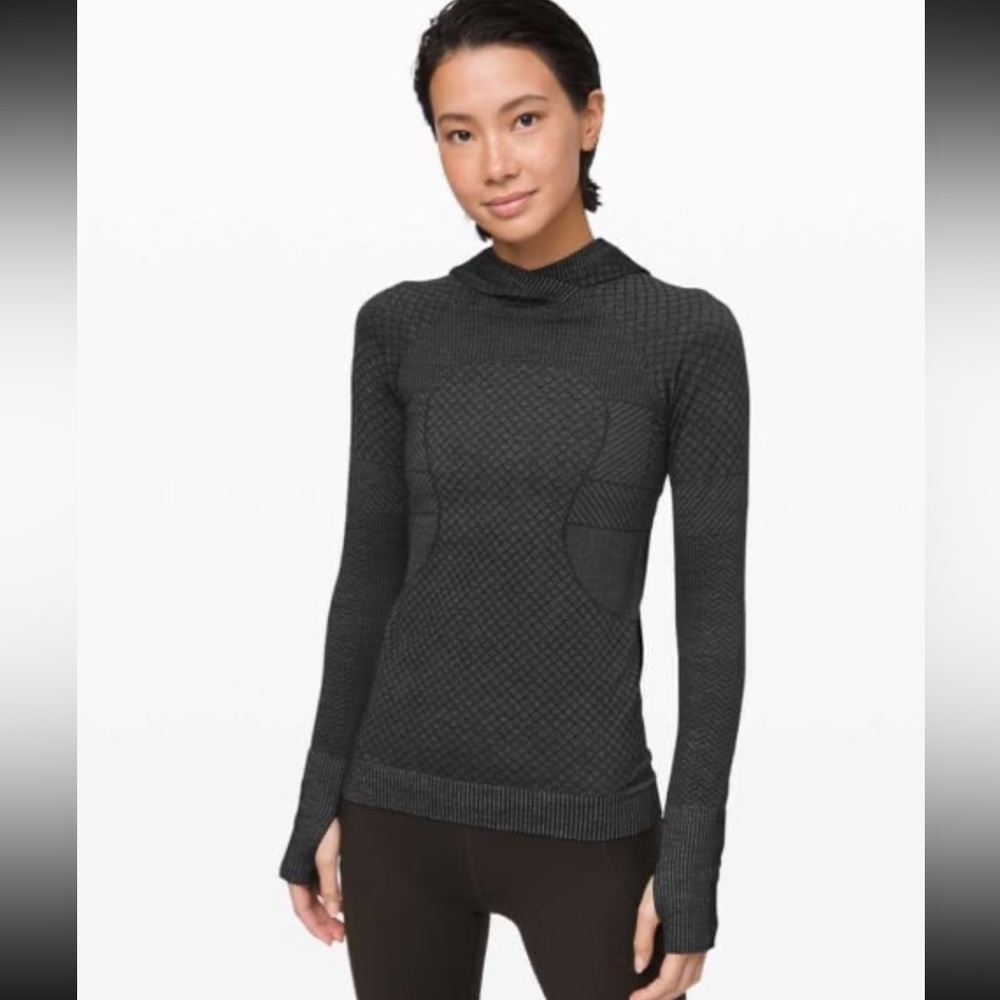 Like New Lululemon Rest Less Hoodie *Patchwork.- Black / Alpine White. Size 6